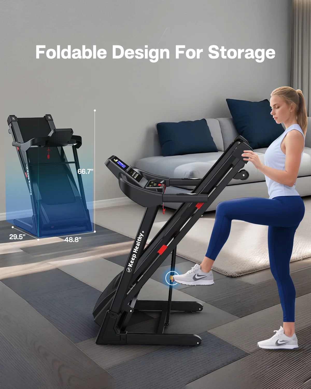3.5HP 330 LBS Weight Capacity Folding Treadmill with Incline, Portable Electric Treadmill for Home Running Walking Jogging Exercise W/ 12 Preset Programs, Indoor House Workout Training Exercise