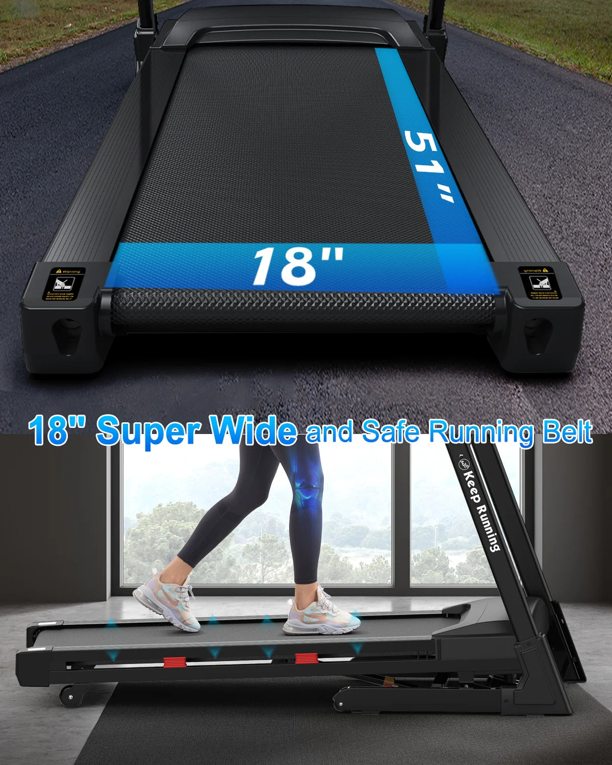 3.5HP 330 LBS Weight Capacity Folding Treadmill with Incline, Portable Electric Treadmill for Home Running Walking Jogging Exercise W/ 12 Preset Programs, Indoor House Workout Training Exercise