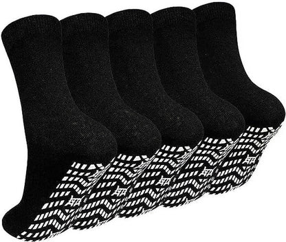 4 Pairs Non Slip Grip Socks - Ideal for Yoga, Pilates, Hospital Use - Men & Women'S Crew Sticky Gripper Socks (Size 13-15)