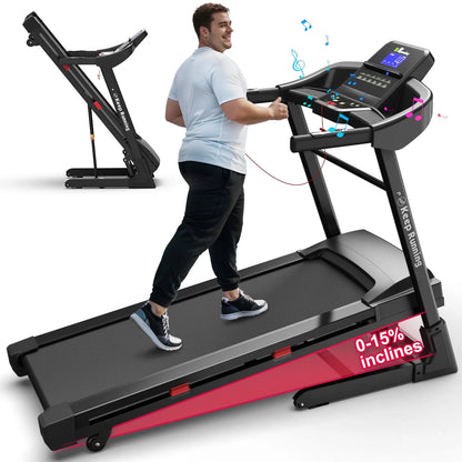 3.5HP 330 LBS Weight Capacity Folding Treadmill with Incline, Portable Electric Treadmill for Home Running Walking Jogging Exercise W/ 12 Preset Programs, Indoor House Workout Training Exercise